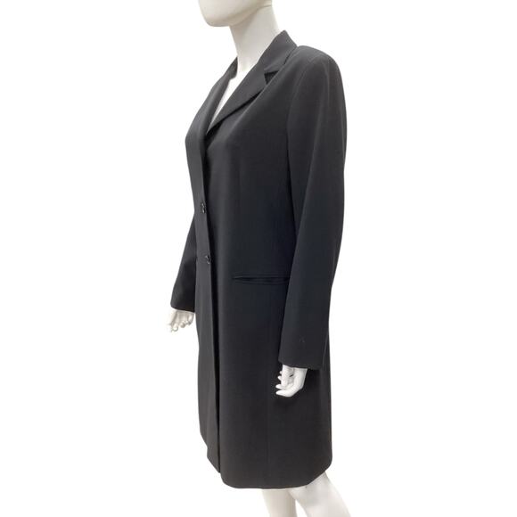 Theory Blazer Women’s Size L Long Polyester Wool Blend Made In USA Classic Black - Picture 3 of 6